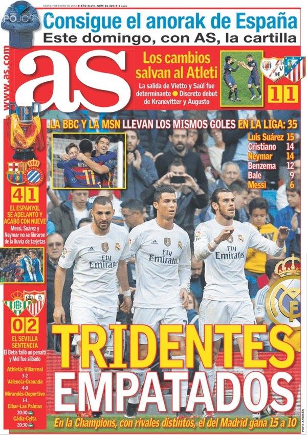 صحف مدريد الخميس 7-1-2016 الآس